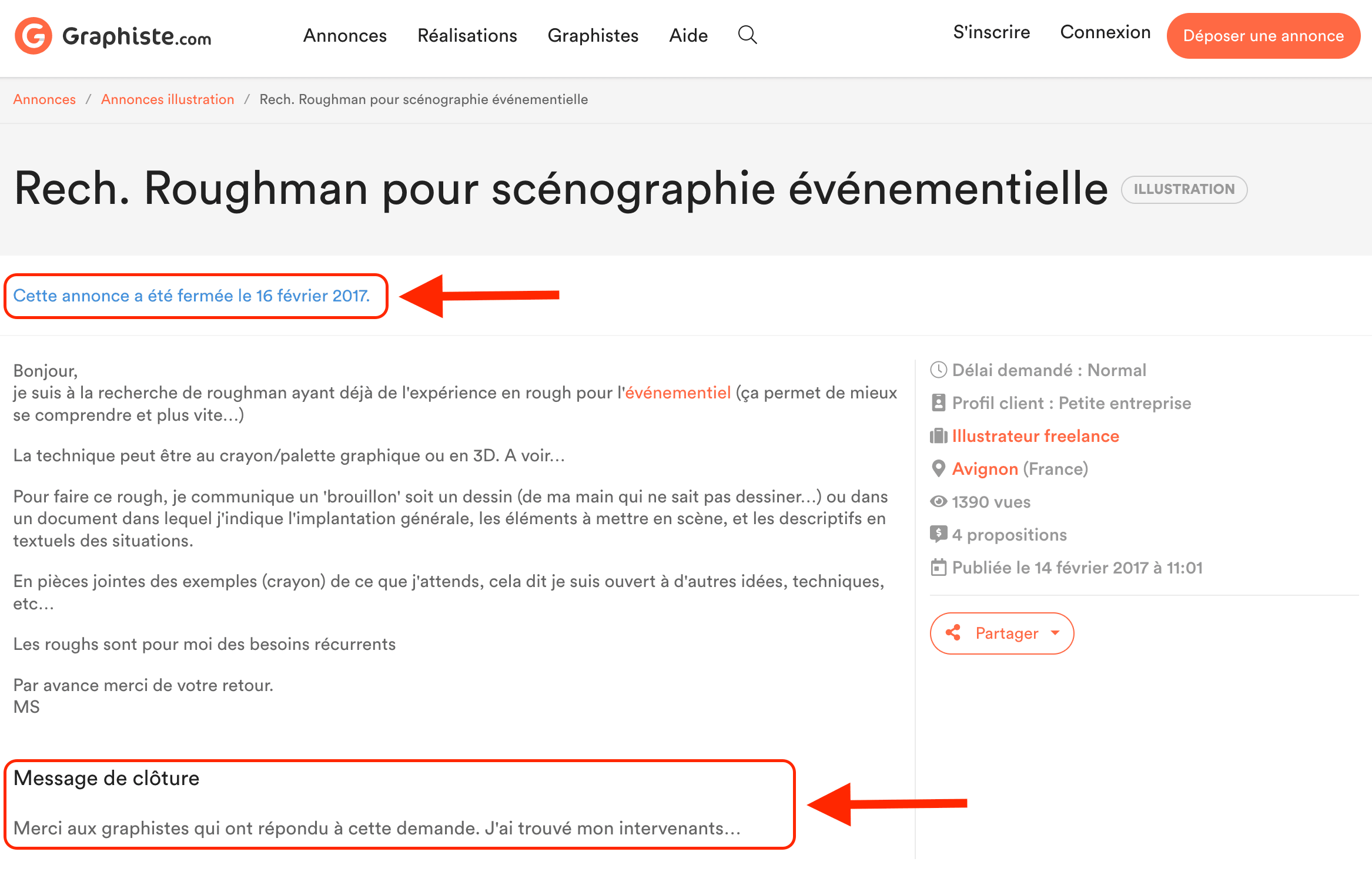 Annonce fermée