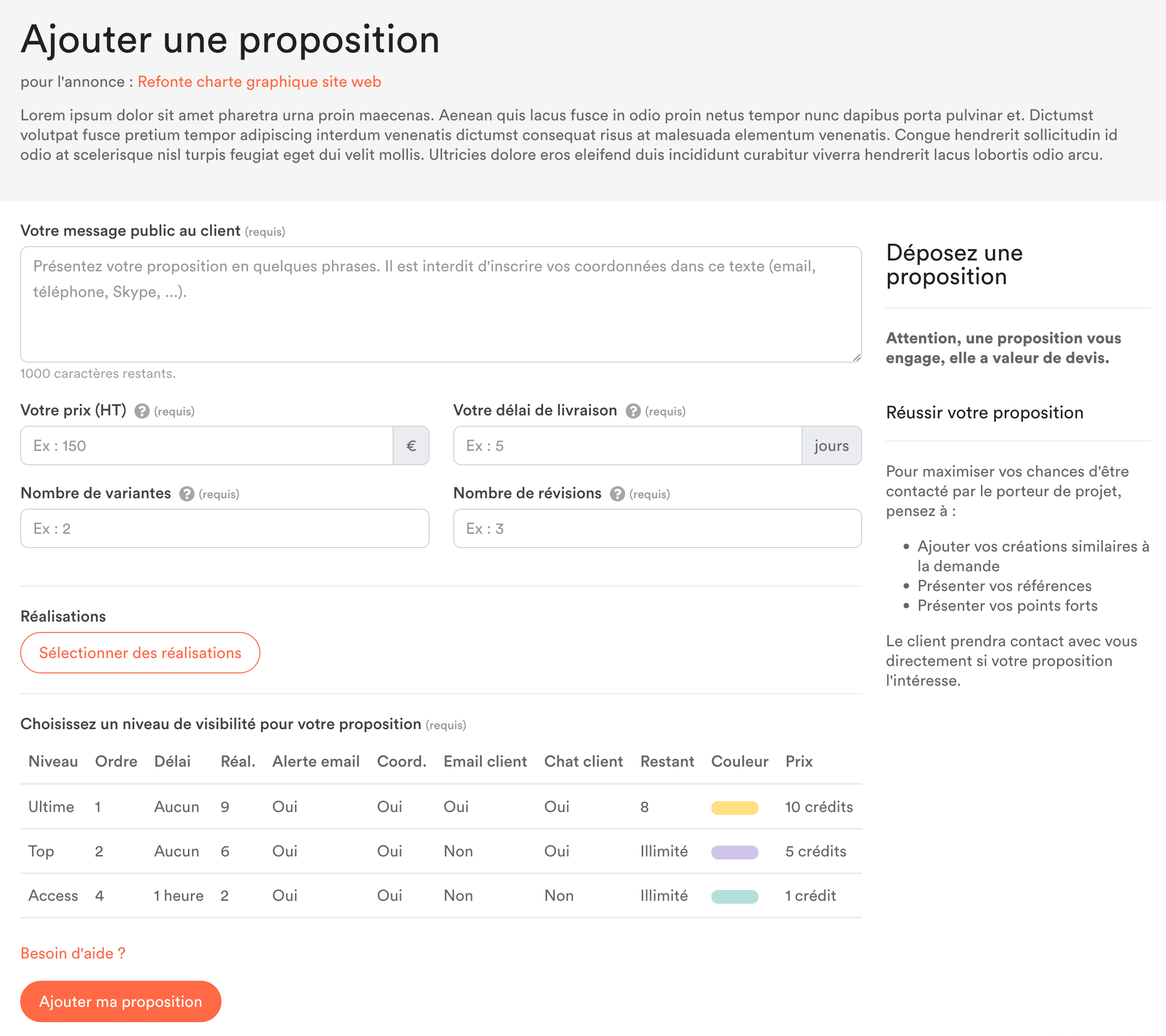 Ajouter une proposition