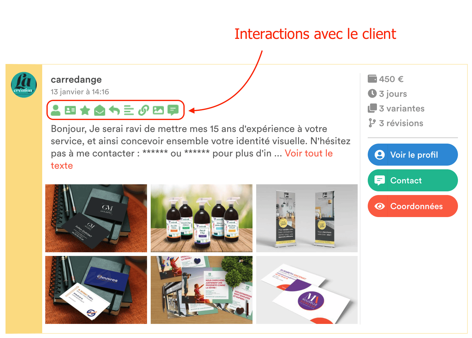 Interactions avec le client
